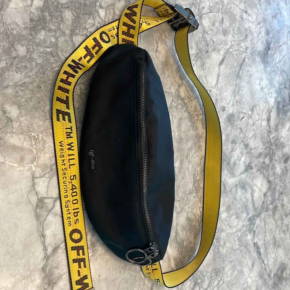 OFF WHITE NYLON CROSSBODY BELT BAG. NEW WITH TAGS